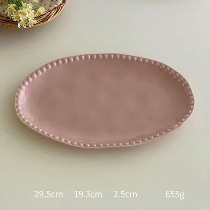 High-Grade Solid Color Beaded Ceramic Plate - Velart Home