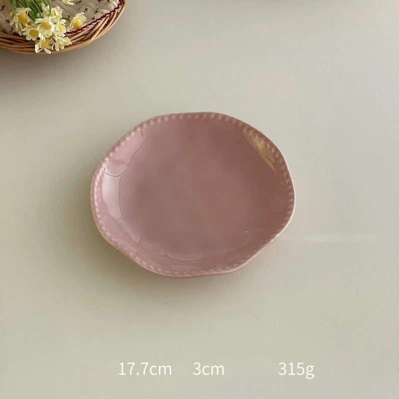 High-Grade Solid Color Beaded Ceramic Plate - Velart Home