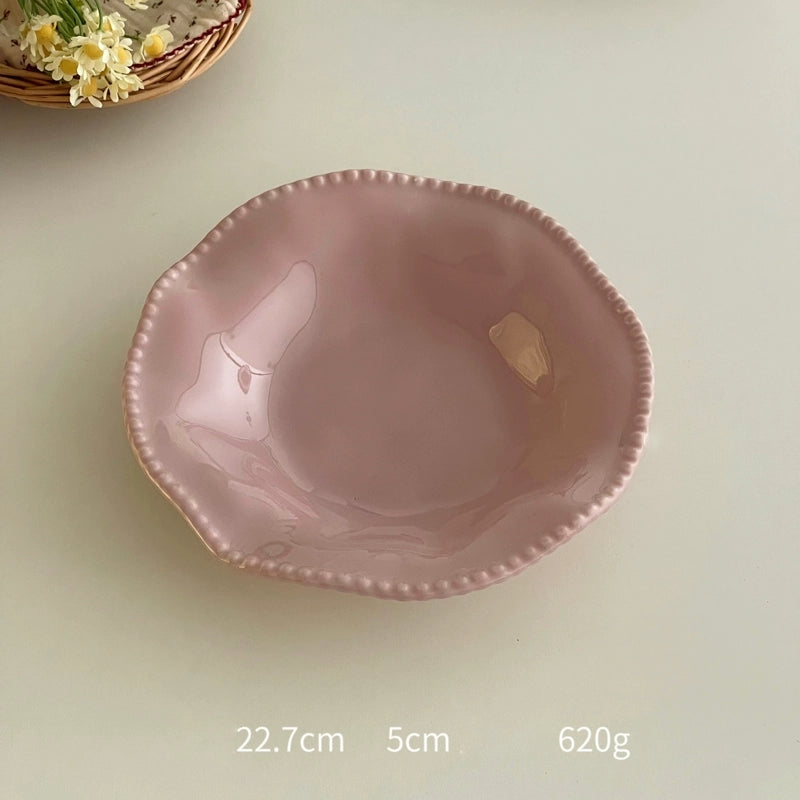 High-Grade Solid Color Beaded Ceramic Plate - Velart Home
