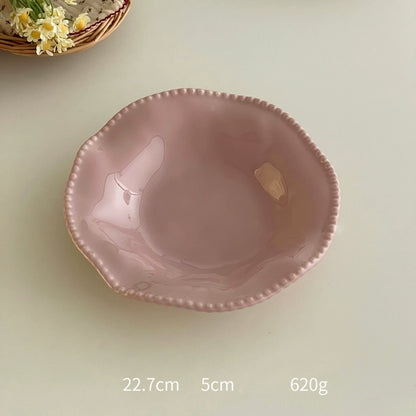 High-Grade Solid Color Beaded Ceramic Plate - Velart Home