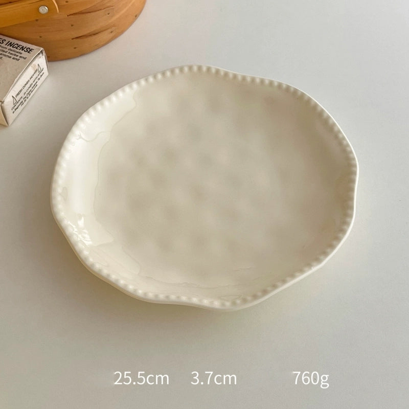 High-Grade Solid Color Beaded Ceramic Plate - Velart Home