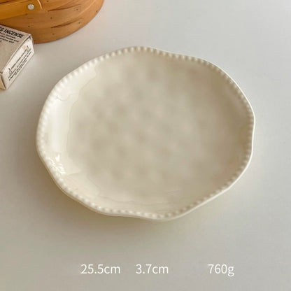 High-Grade Solid Color Beaded Ceramic Plate - Velart Home