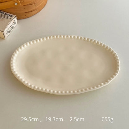 High-Grade Solid Color Beaded Ceramic Plate - Velart Home
