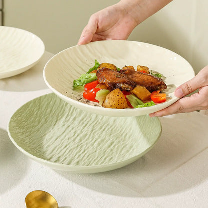 Cream Stone Pattern Shiny Plate - Velart Home