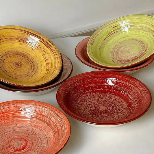 Hand-Painted Bark Pattern Plate Set - Velart Home