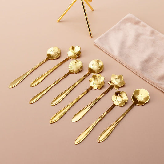 GOLDEN FLOWER SPOON FLATEWARE SET - Velart Home