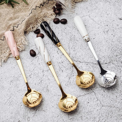 CERAMIC HANDLE CHERRY BLOSSOMS DESSERT SPOON - Velart Home