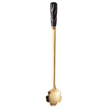 CERAMIC HANDLE CHERRY BLOSSOMS DESSERT SPOON - Velart Home