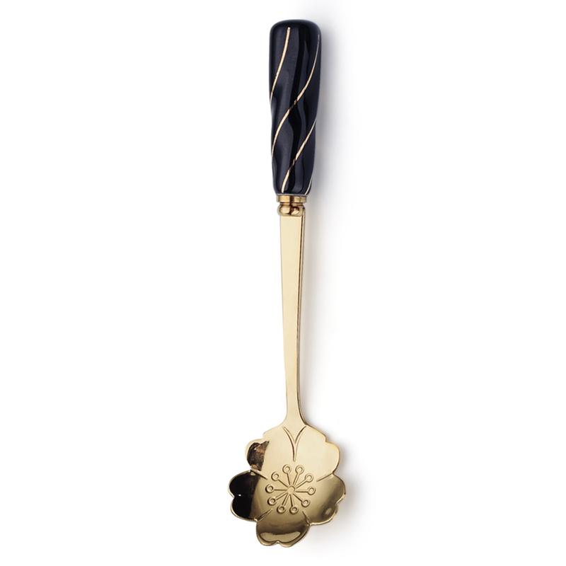 CERAMIC HANDLE CHERRY BLOSSOMS DESSERT SPOON - Velart Home