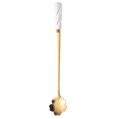 CERAMIC HANDLE CHERRY BLOSSOMS DESSERT SPOON - Velart Home