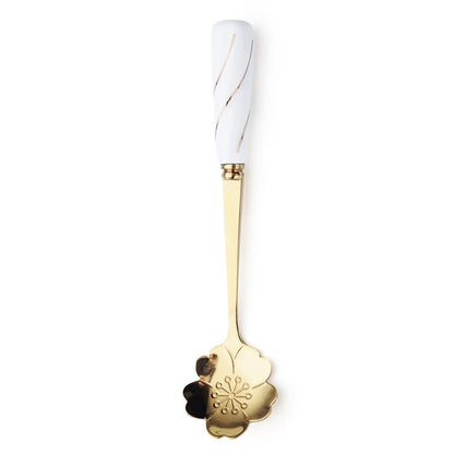 CERAMIC HANDLE CHERRY BLOSSOMS DESSERT SPOON - Velart Home