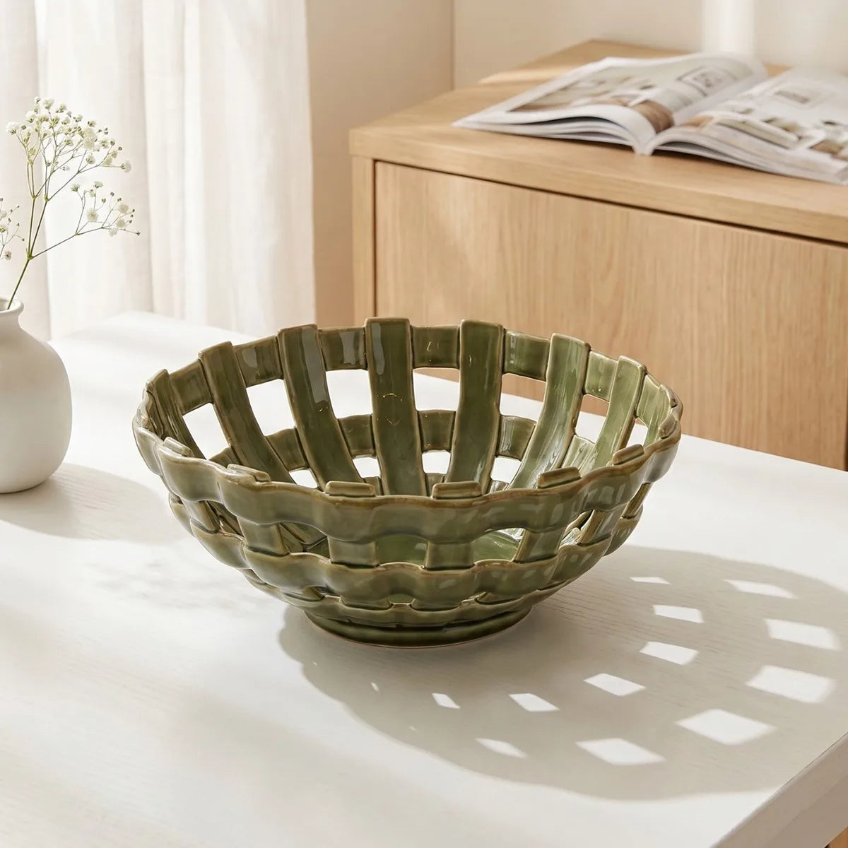 Woven Ceramic Fruit Basket - VELART HOME