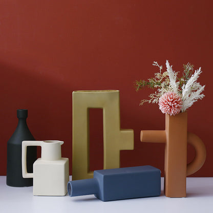 Nordic Geometric Ceramic Vase - VELART HOME