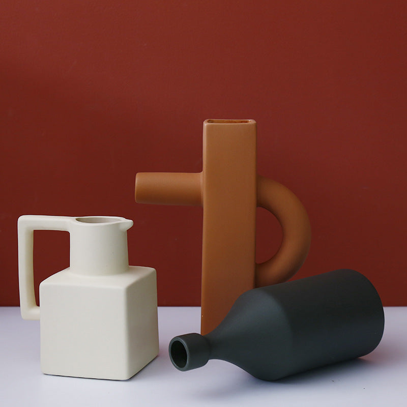Nordic Geometric Ceramic Vase - VELART HOME
