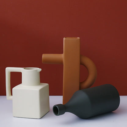Nordic Geometric Ceramic Vase - VELART HOME