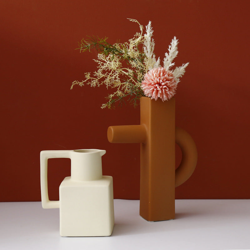 Nordic Geometric Ceramic Vase - VELART HOME