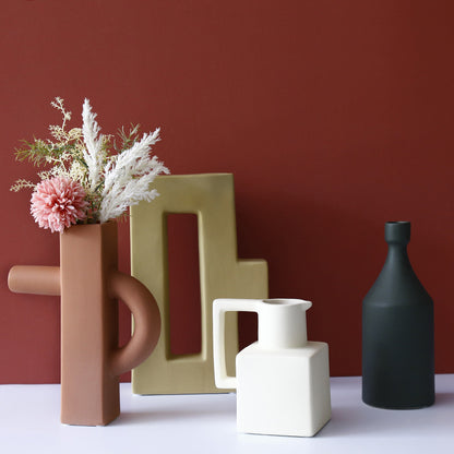 Nordic Geometric Ceramic Vase - VELART HOME