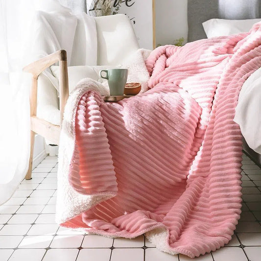 Coral Fleece Blanket - Striped - Velart Home