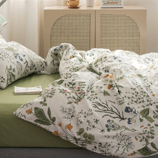 Plant Printing Cotton Bedding Set - Velart Home