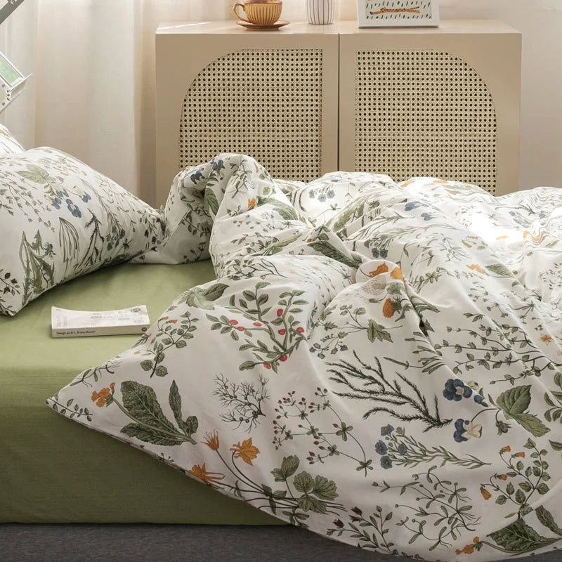 Plant Printing Cotton Bedding Set - Velart Home