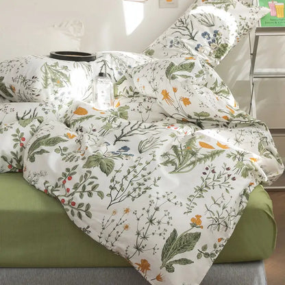 Plant Printing Cotton Bedding Set - Velart Home