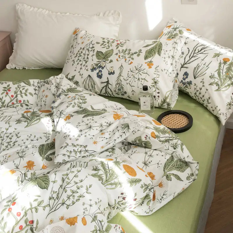 Plant Printing Cotton Bedding Set - Velart Home