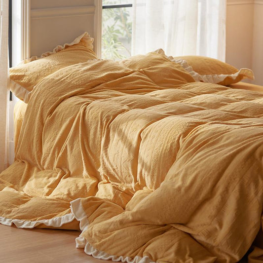 Milk Silk Bedding Set - Pleated Design Edges - Velart Home