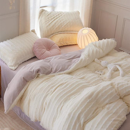 Tassels Milk Silk Bedding Set - Velart Home